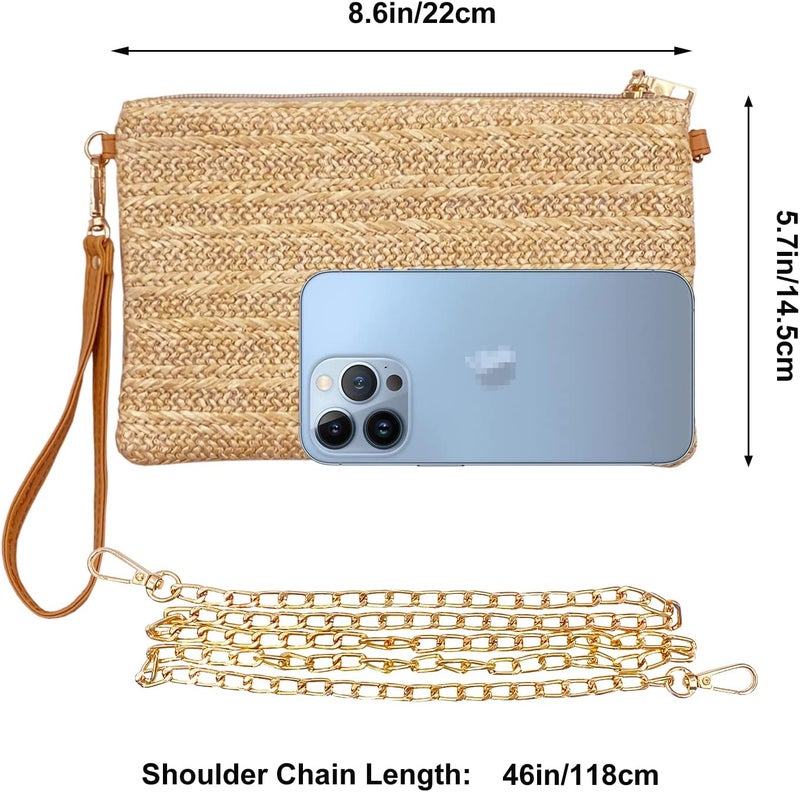 Beurlike Straw Clutch Purses for Women Beach Wristlet Wallet Small Cross body bag for Girls - Image 2